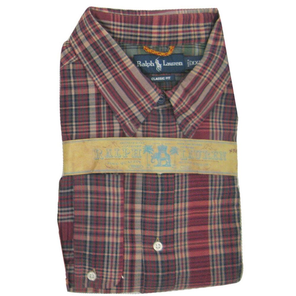 NEW Vintage Polo Ralph Lauren Madras Shirt! XXL Red Plaid Classic Fit